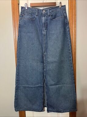 Polo Denim Co Ralph Lauren 100% Cotton Long Denim Skirt with Slit Women’s Size 8